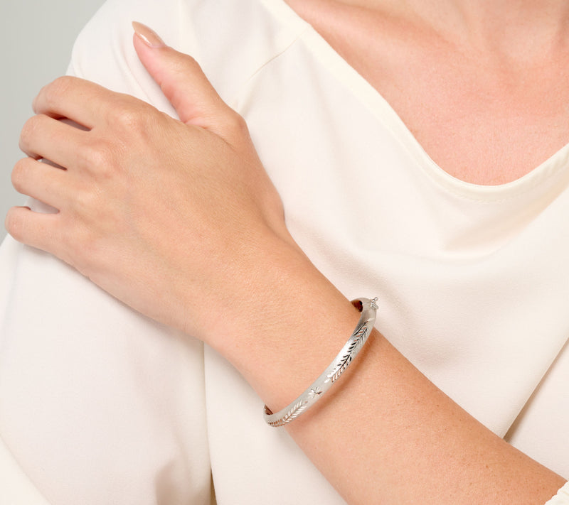 Judy Crowell Sterling Silver Diamond Cut Bangle — View 3