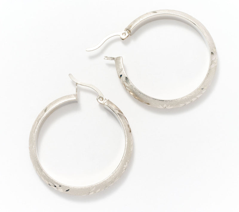 Judy Crowell Sterling Silver Diamond Cut 1 1/4" Hoop Earrings — View 2