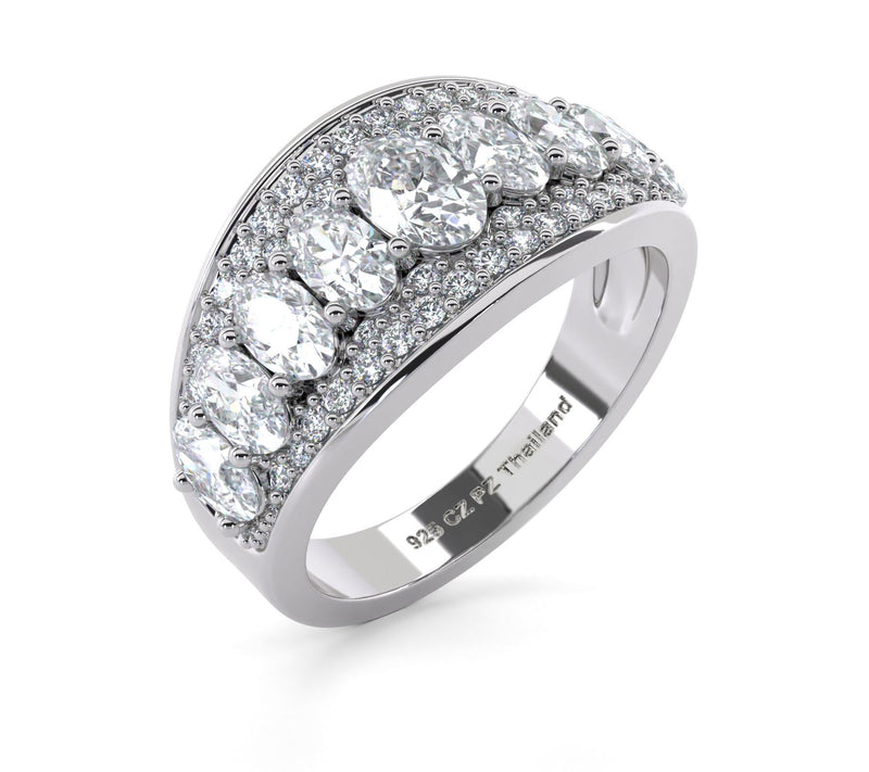 Diamonique 4.40 cttw Multi-Row Cocktail Ring, Sterling Silver — View 3