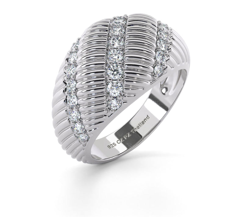 Diamonique 1.20 cttw Textured Dome Ring, Sterling Silver — View 3