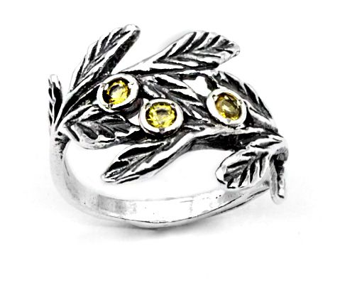 Or Paz Sterling Silver Gemstone Leaf Ring — Main view