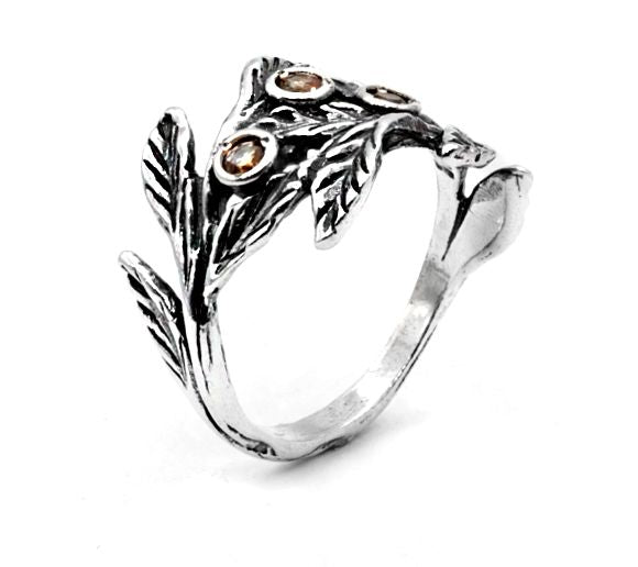Or Paz Sterling Silver Gemstone Leaf Ring — View 5
