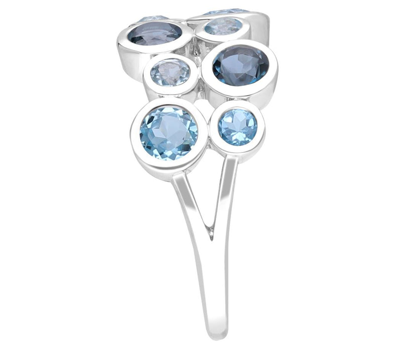 Ariva Sterling Silver Blue Topaz Bubble Ring — View 3