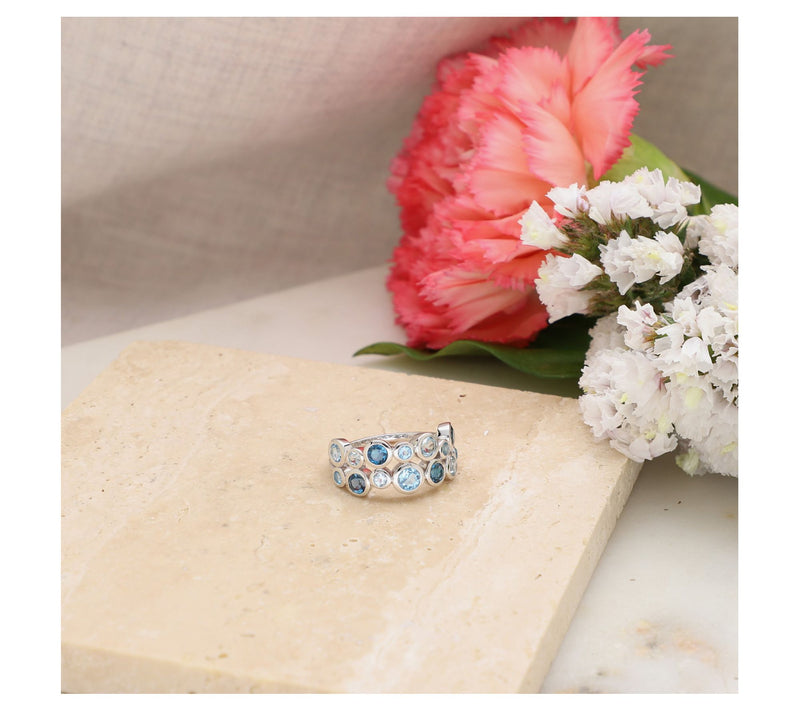 Ariva Sterling Silver Blue Topaz Bubble Ring — View 4