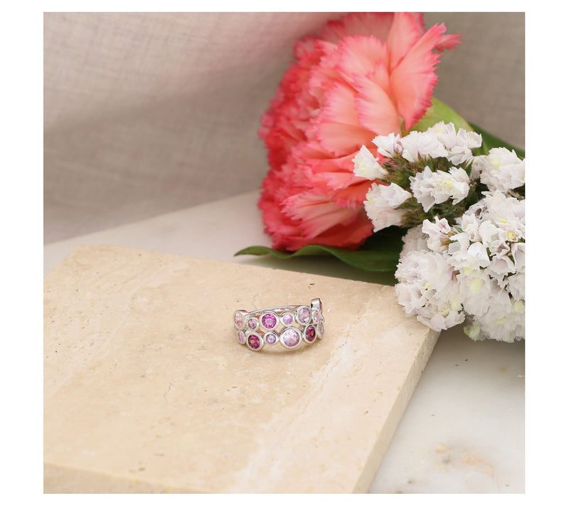 Ariva Sterling Silver Pink Gemstone Bubble Ring — View 4