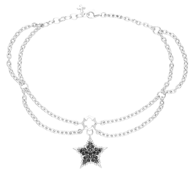 Margo Manhattan Sterling Silver Black Spinel Ankle Bracelet — Main view
