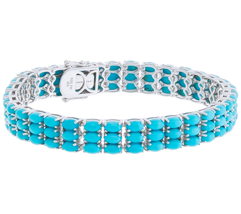 Affinity Gems 3-Row Turquoise Bracelet, Sterling Silver — Main view