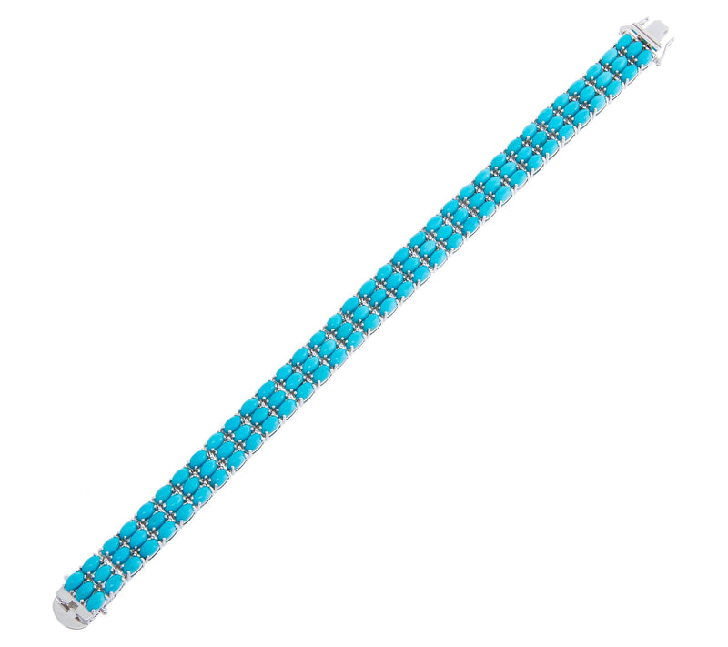 Affinity Gems 3-Row Turquoise Bracelet, Sterling Silver — View 3
