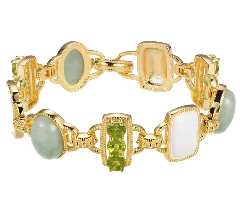 18K Gold Plated Multi-Gemstone & Enamel Link Bracelet — Main view