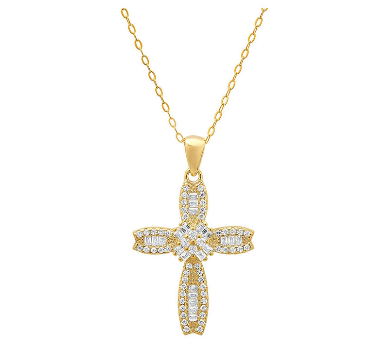 Sterling Silver Petite Cross Pendant w/ Chain — View 5