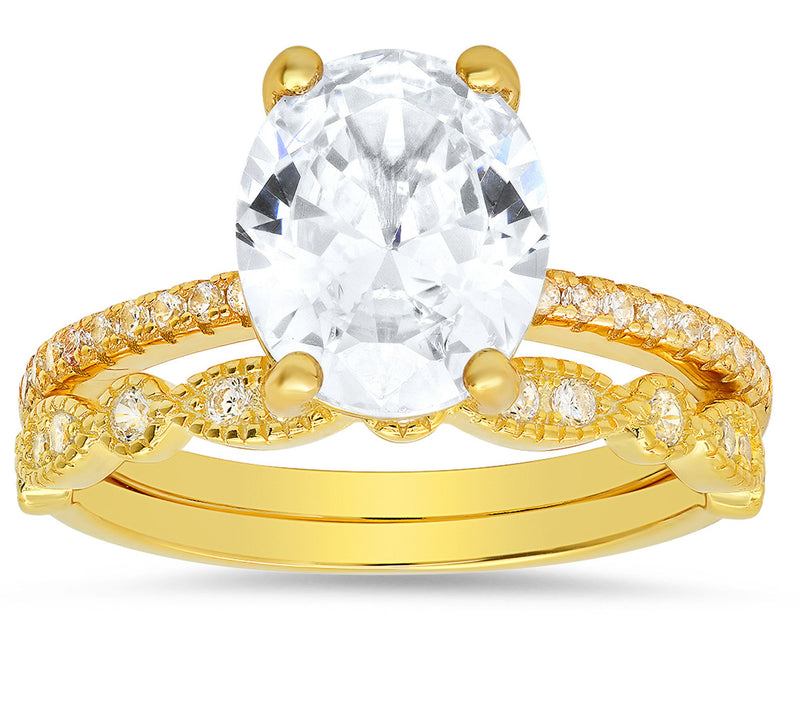 Sterling Silver Simulated Diamond Stackable Ring Set — View 5