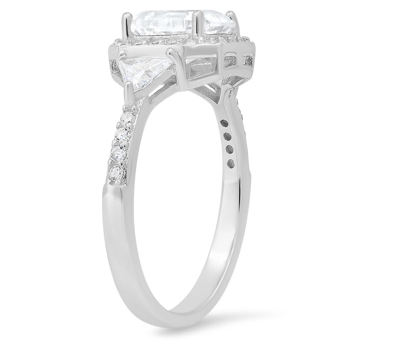 Sterling Silver Asscher-Cut Halo Ring — View 6