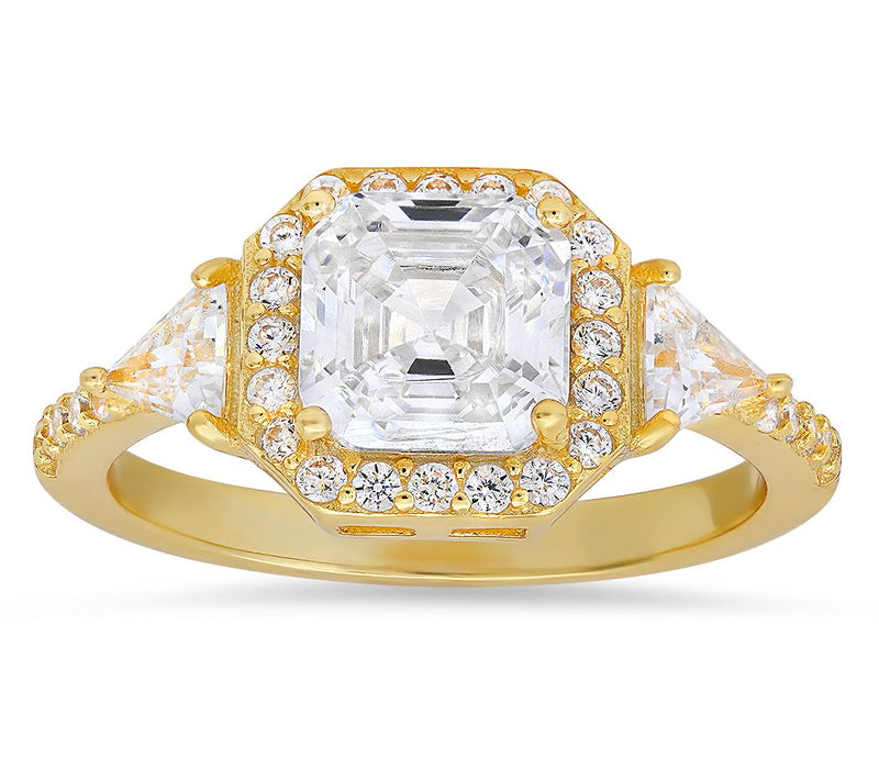Sterling Silver Asscher-Cut Halo Ring — View 5