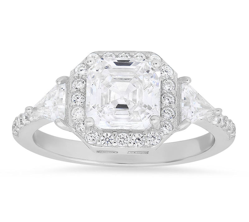 Sterling Silver Asscher-Cut Halo Ring — Main view