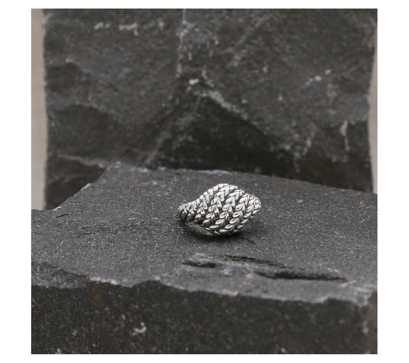 Sterling Silver Marquise-Cut Split Band Statement Ring — View 4