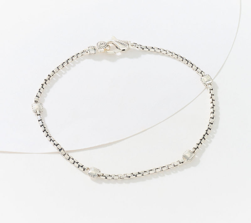 JAI Sterling Silver Hammered Station Anklet — Main view