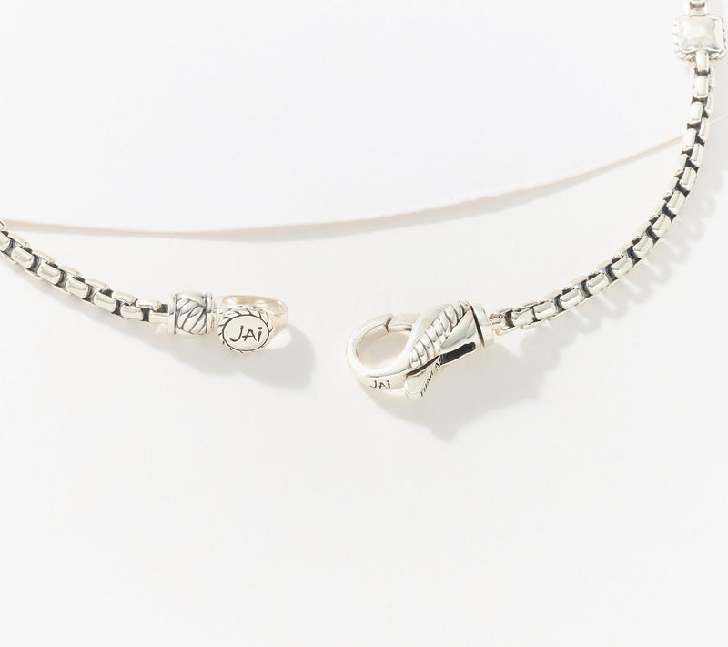 JAI Sterling Silver Hammered Station Anklet — View 2