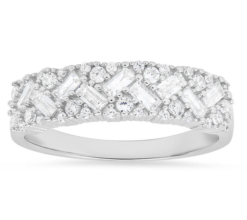 Sterling Silver Baguette-Cut Band Ring — View 3