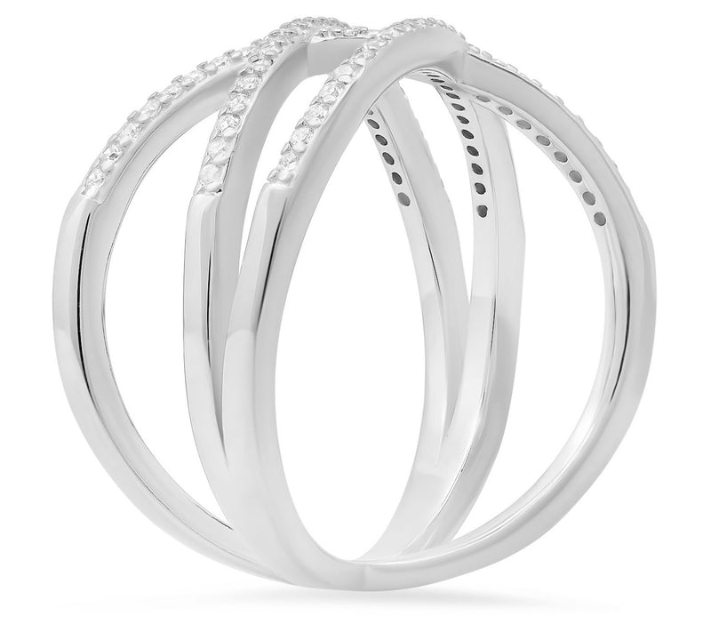 Sterling Silver Criss-Cross Open Band Ring — View 6