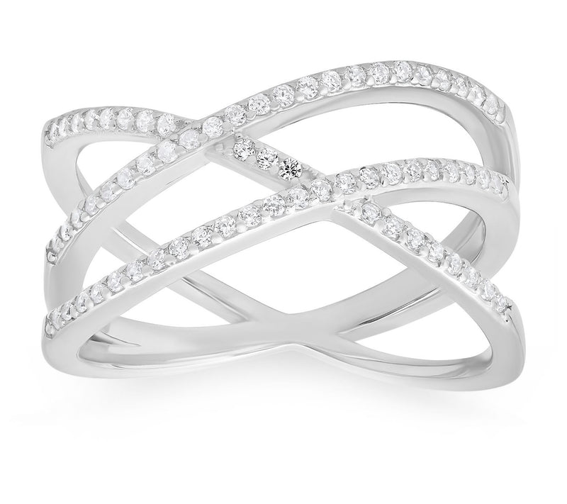 Sterling Silver Criss-Cross Open Band Ring — View 3