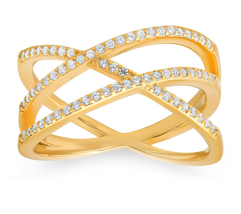 Sterling Silver Criss-Cross Open Band Ring — View 5