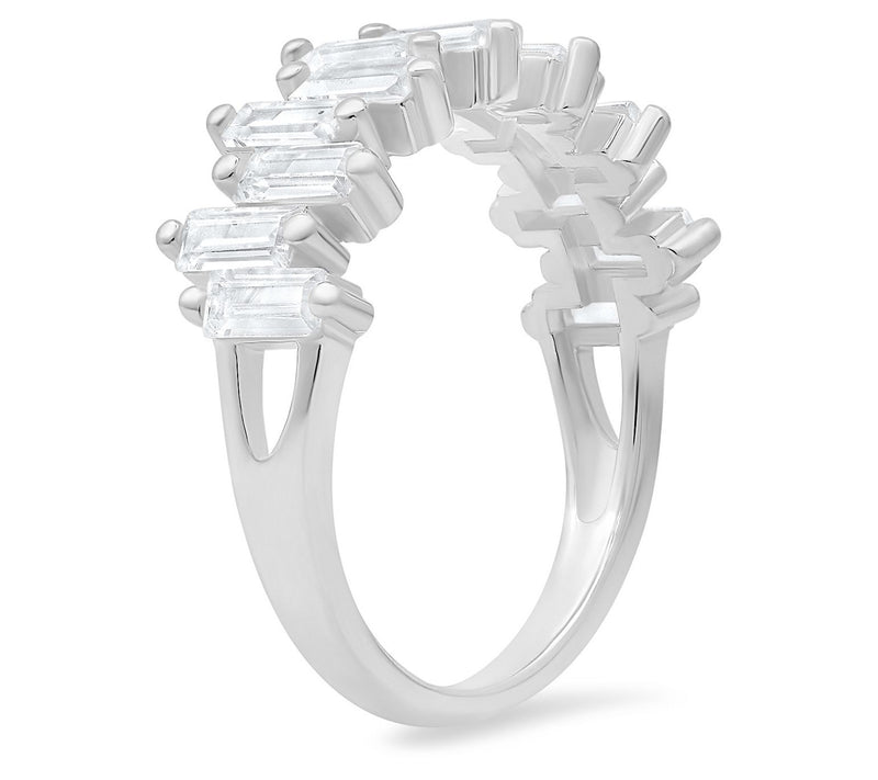 Sterling Silver Abstract Baguette-Cut Band Ring — View 6