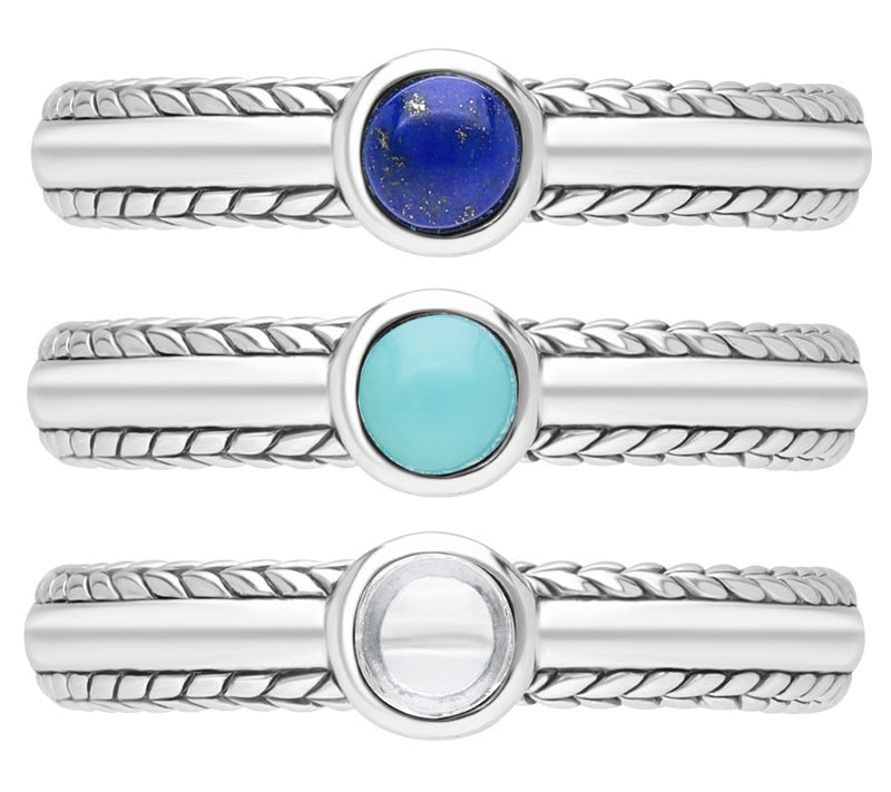 Tiffany Kay Silver Gemstone Stackable Ring Set — Main view