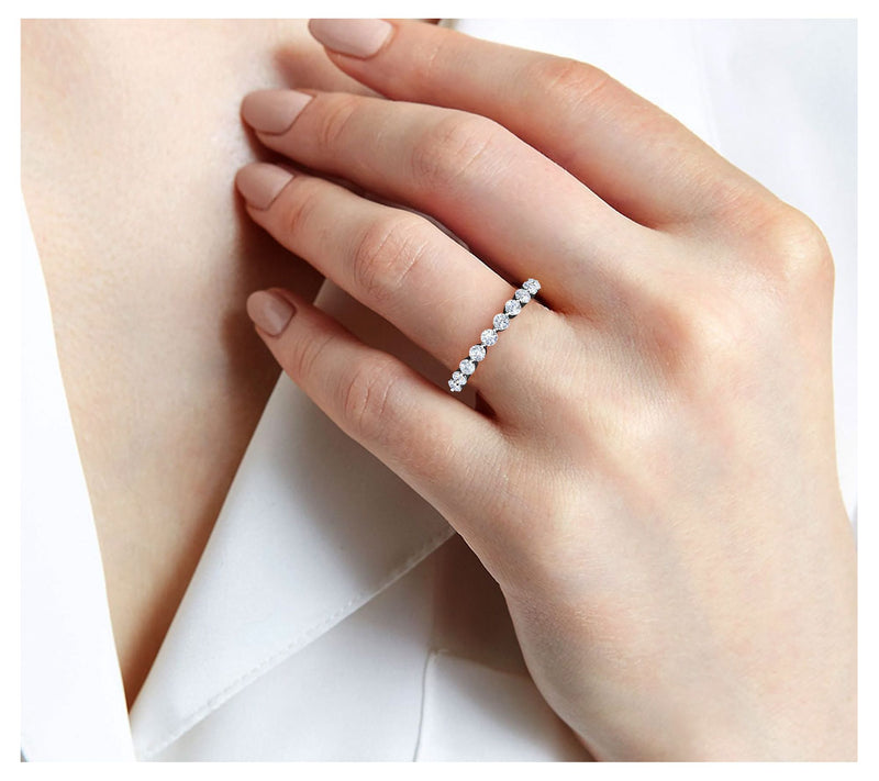 Vida Lab Diamon ds Tanya Round 0.50ct Half Ete rnity Band, 14K — View 6