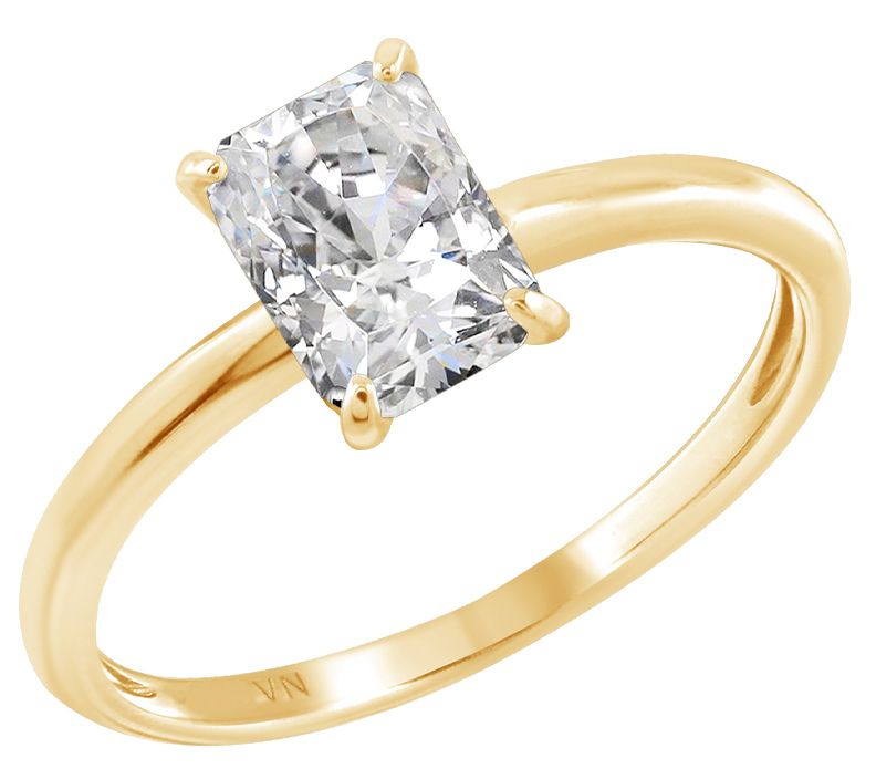 Diamonique 1.00 cttw Choice of Cut Solitaire Ring, 14K Gold — View 5