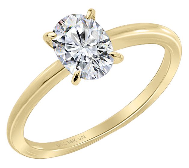 Diamonique 1.00 cttw Choice of Cut Solitaire Ring, 14K Gold — View 14