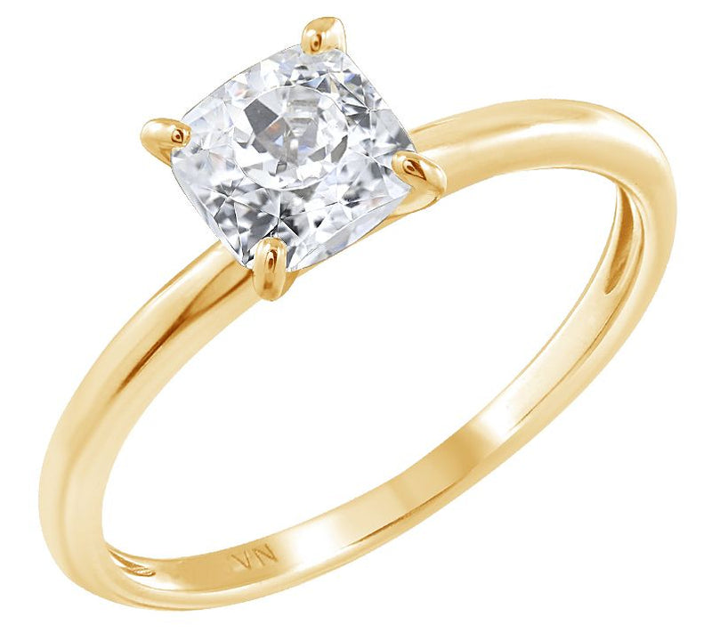 Diamonique 1.00 cttw Choice of Cut Solitaire Ring, 14K Gold — View 3