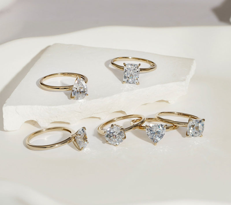 Diamonique 3.00 cttw Choice of Cut Solitaire Ring, 14K Gold — View 20