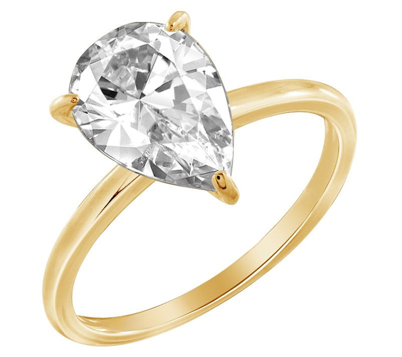 Diamonique 3.00 cttw Choice of Cut Solitaire Ring, 14K Gold — View 3