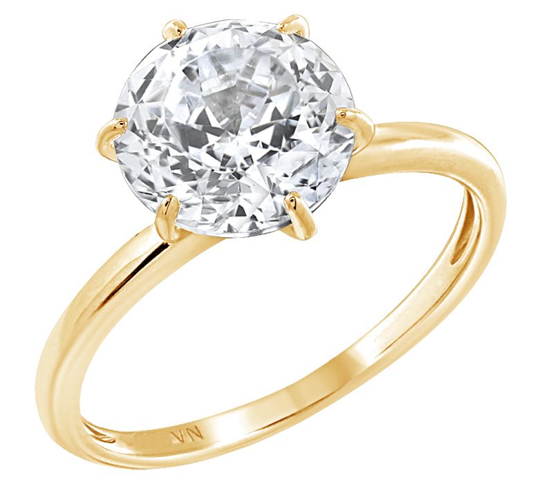 Diamonique 3.00 cttw Choice of Cut Solitaire Ring, 14K Gold — View 13