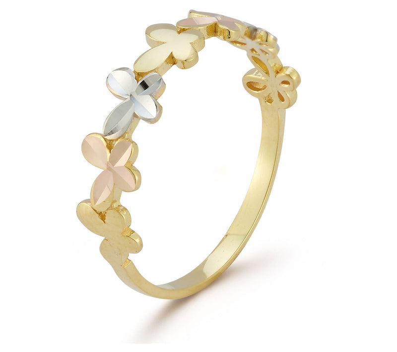 Luminosa Gold Tri-Tone Butterfly Ring, 14K — View 2