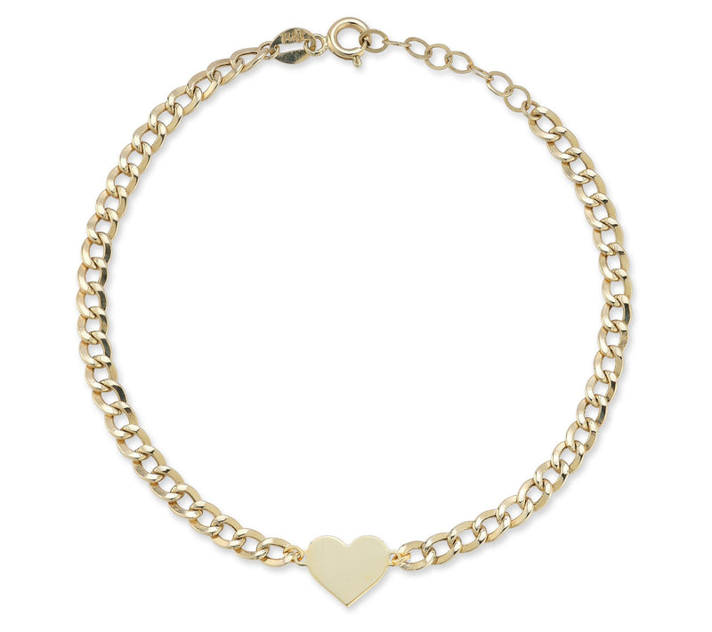 Luminosa Gold Heart Curb Link Bracelet, 14K — Main view
