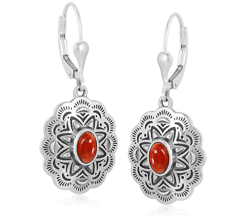 American West Sterling Silver Gemstone Concha Earrings — View 7