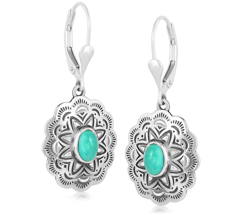 American West Sterling Silver Gemstone Concha Earrings — View 3