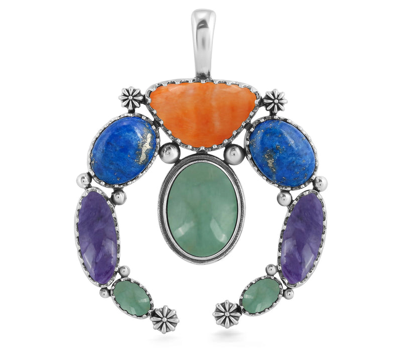 American West S terling Multi-C olor Gemstone N aja Enhancer — Main view