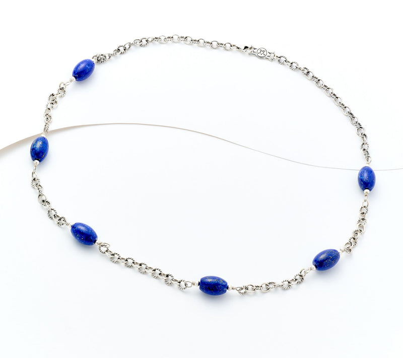 American West Sterling Silver Oval Bead & Chain 24" Necklace — Main view