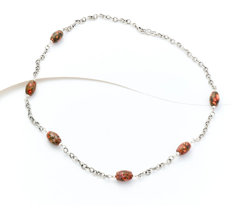 American West Sterling Silver Oval Bead & Chain 24" Necklace — View 9