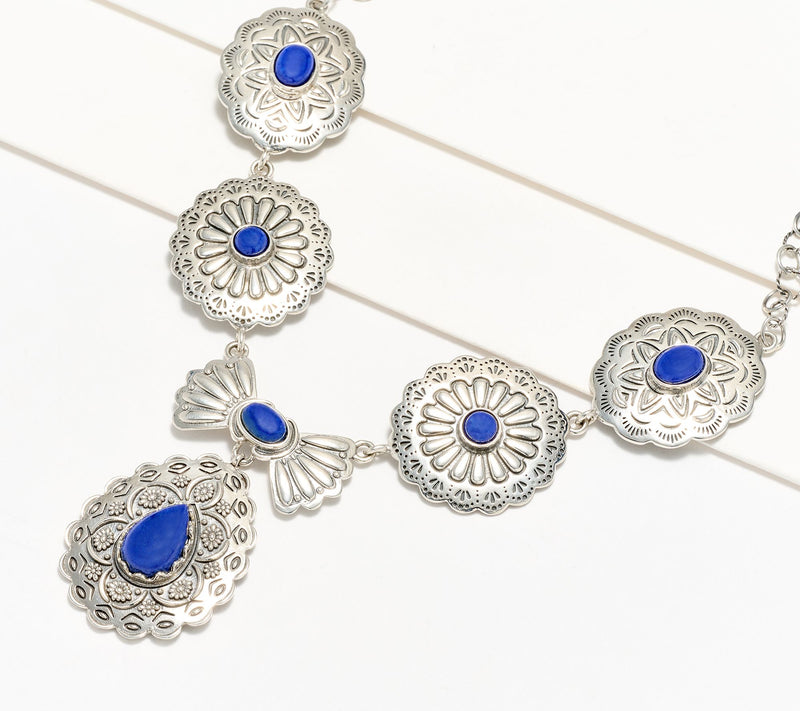 American West Sterling Silver & Gemstone Statement Concha Necklace — Main view