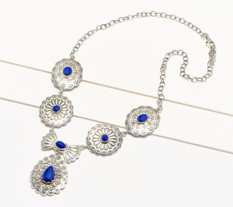 American West Sterling Silver & Gemstone Statement Concha Necklace — View 2