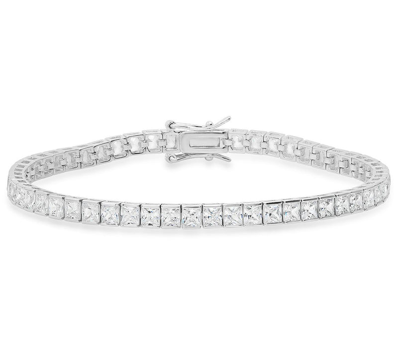 Sterling Silver Princess Cut Simulated Diamondennis Bracelet — View 4