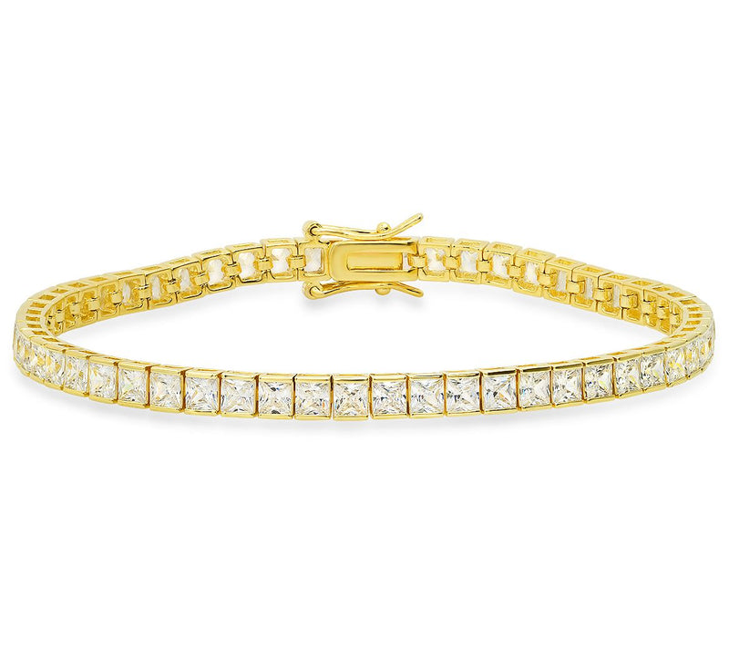Sterling Silver Princess Cut Simulated Diamondennis Bracelet — View 5