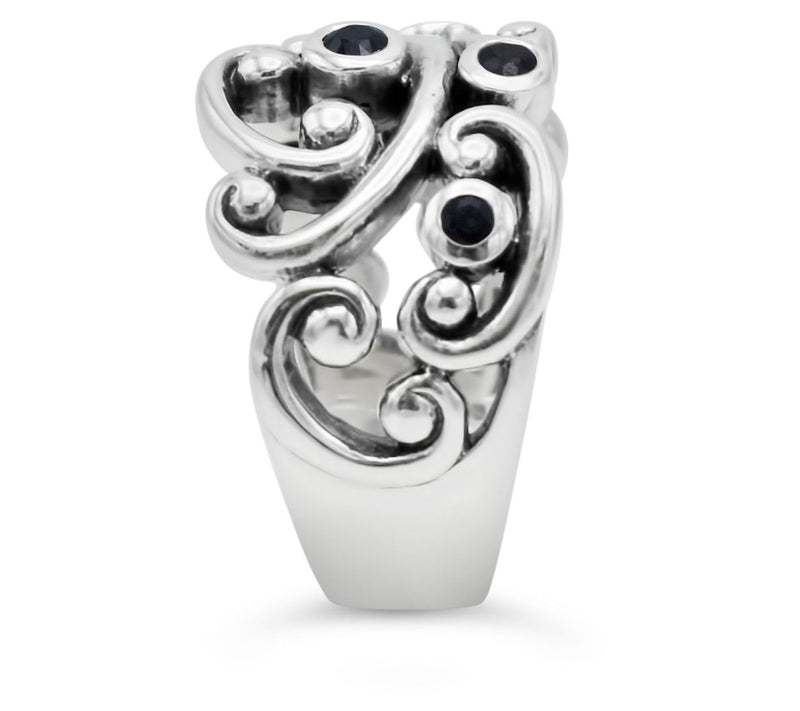 Elyse Ryan Ster ling  Silver Sa pphire Open Scr oll Band Ring — View 3
