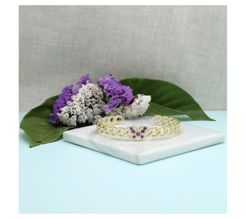 Goddaughters 14K Gold Clad Amethyst Butterfly Cuff — View 7