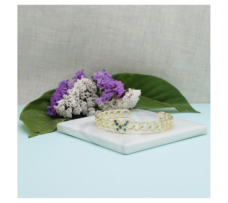 Goddaughters 14K Gold Clad Blue Topaz ButterflyCuff — View 4
