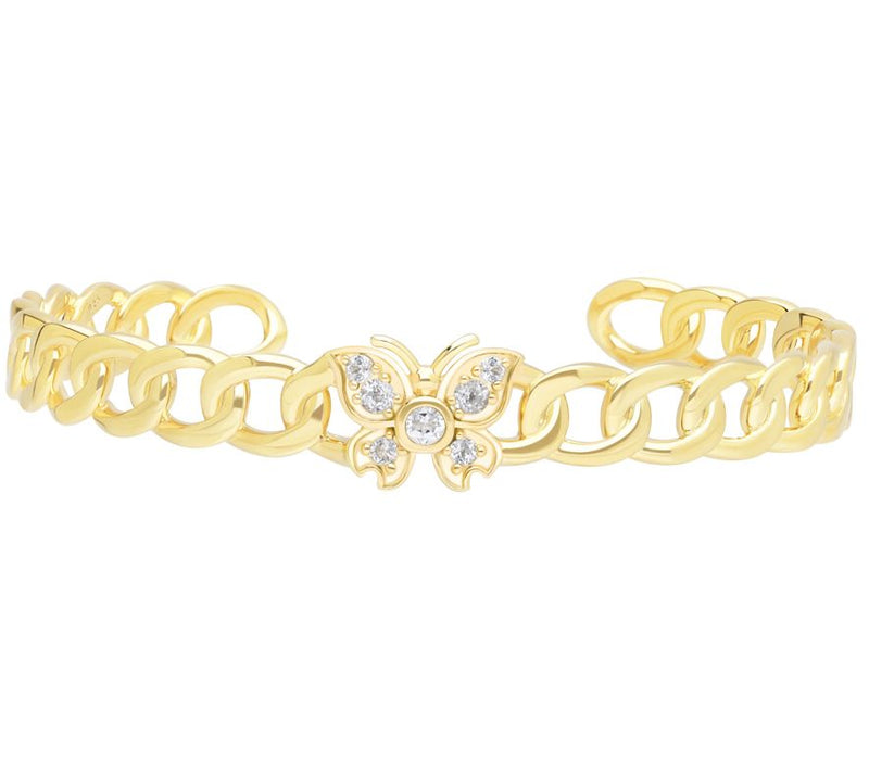 Goddaughters 14K Gold Clad White Topaz Butterfly Cuff — Main view