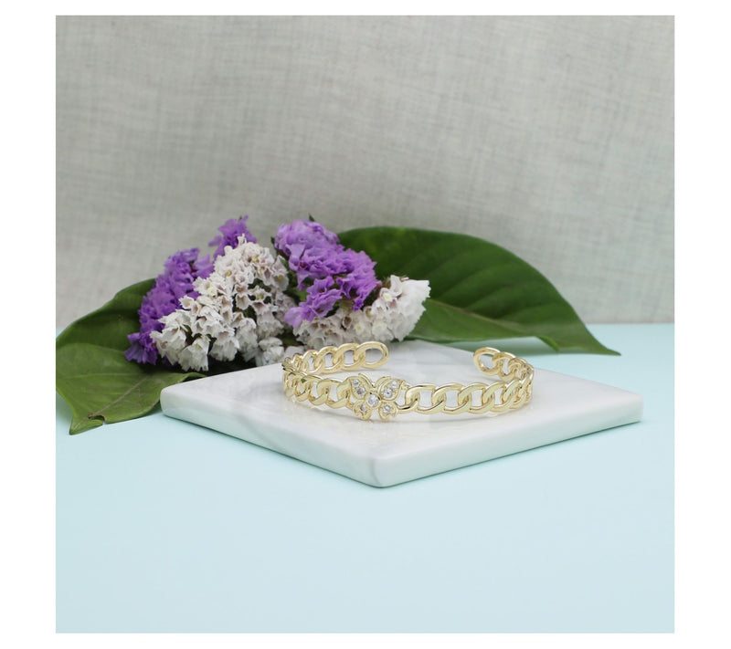 Goddaughters 14K Gold Clad White Topaz Butterfly Cuff — View 4